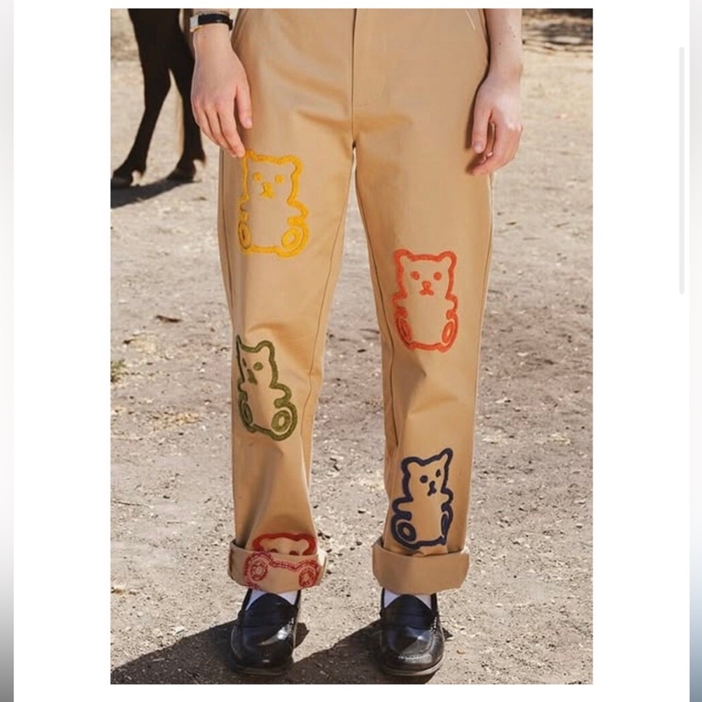 Teddy Fresh Chenille Bear Patch Pants, Relaxed Fit Unisex size 28